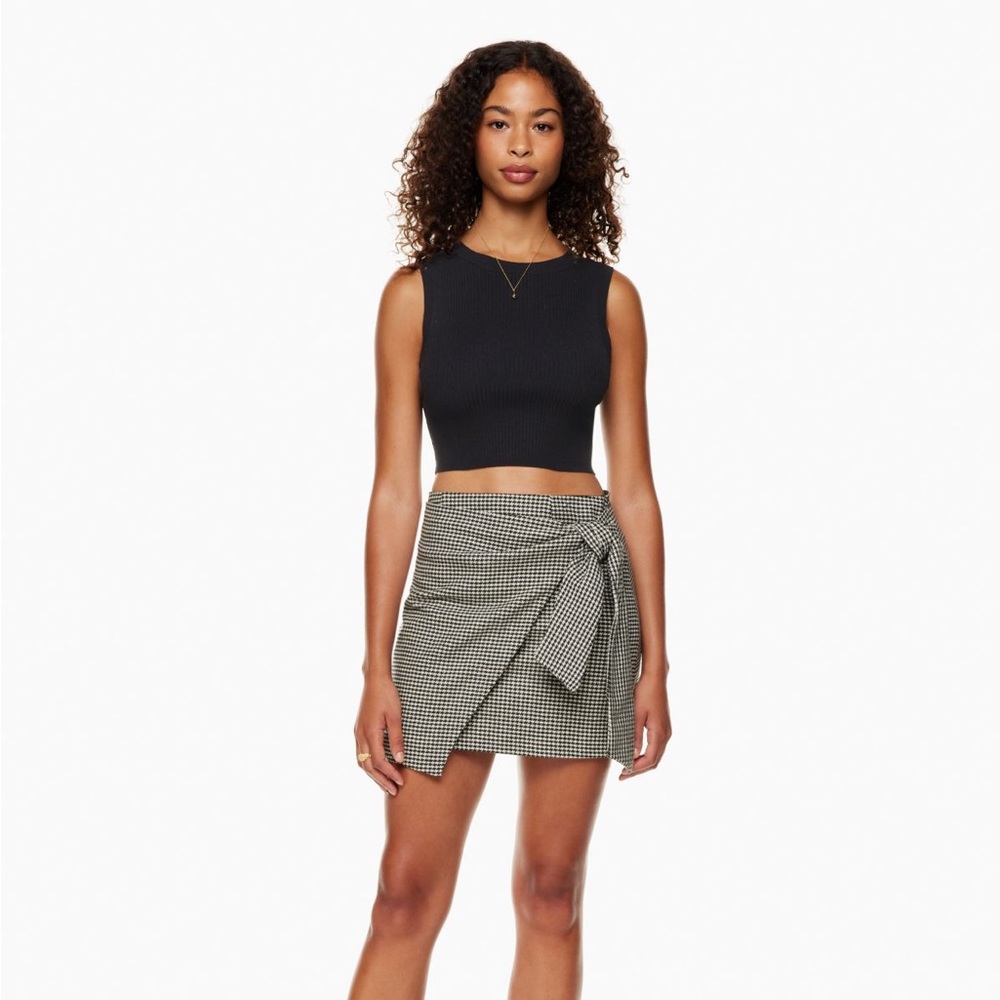 ARITZIA | Wilfred Wrap-Front Mini Skirt in Tan Brown 4